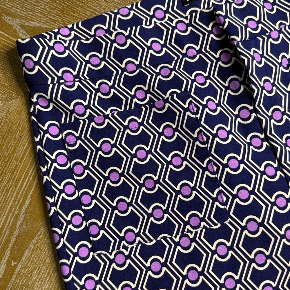 ZARA Geometric Purple Print Crop Flare Pant L - Picture 6 of 11